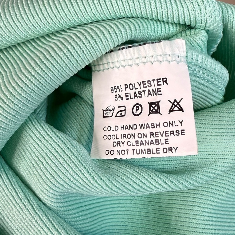 Goddiva London Mint Green Bodycon Dress Size 6 Off-Shoulder Midi Cocktail Dress - Picture 6 of 10